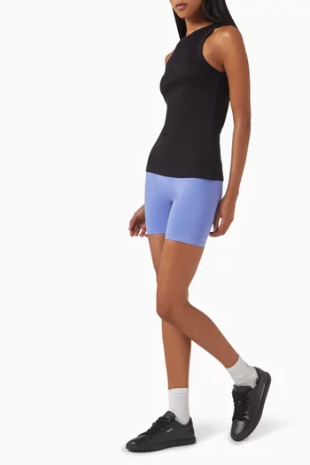 تي شيرت 365 بلا أكمام بنسيج مضلع مزيج قطن عضوي