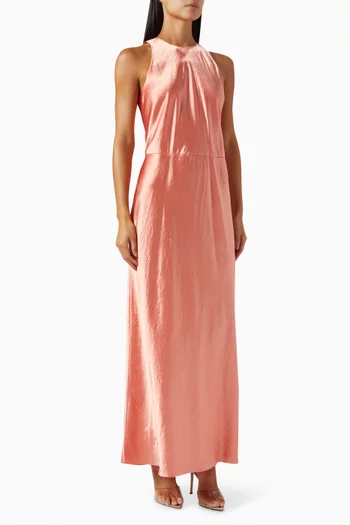 Lean Halter Maxi Dress in Satin