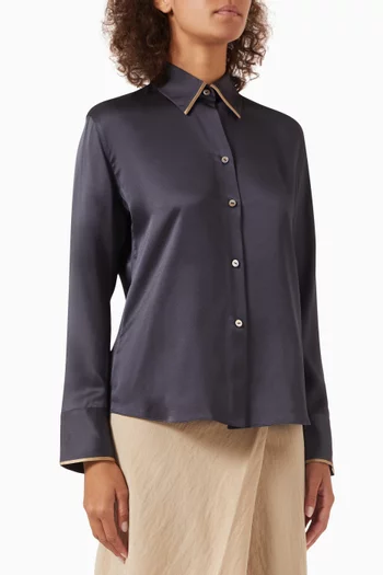 Tipped-collar Shirt in Silk