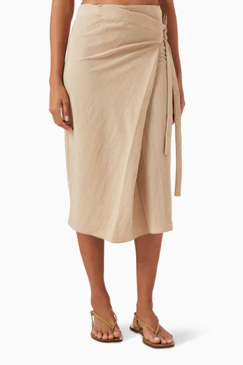 Asymmetric Wrap Skirt in Tencel Blend