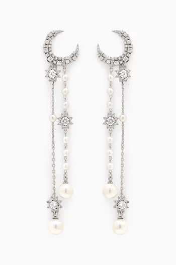 Zaina Pearl Dangle Earrings in Sterling Silver