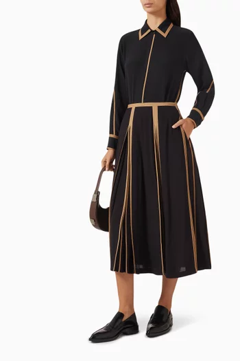 تنورة كلاسيكية متوسطة الطول بأشرطة فيسكوز كريب