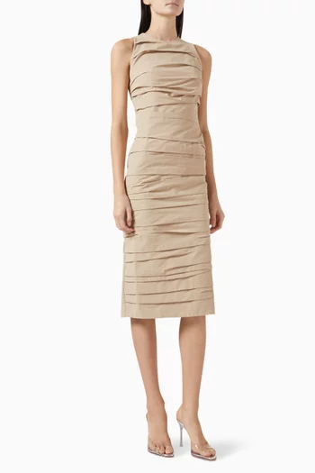 Birkin Pleated Midi Dress in Viscose Blend