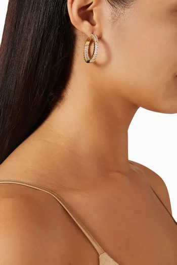 Baguette Hoop Earrings in 18kt Gold-plated Brass