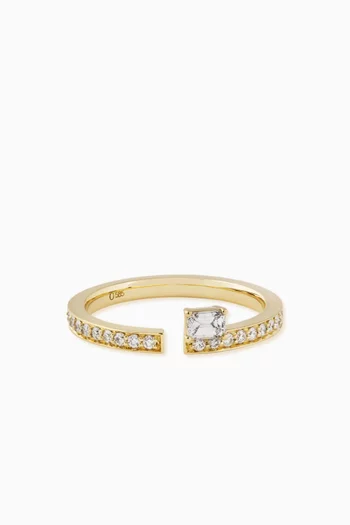 Floating Emerald-Cut Diamond Split Ring in 14kt Yellow Gold