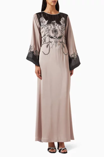 Bead-embellished Kaftan in Crepe