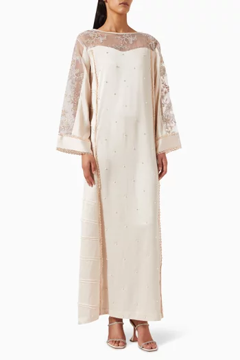 Bead-embellished Kaftan in Crepe