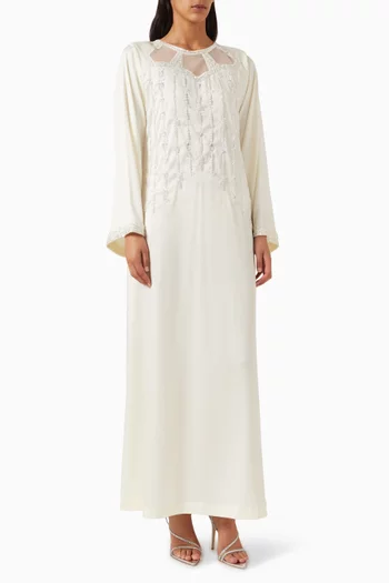 Bead-embellished Kaftan in Crepe