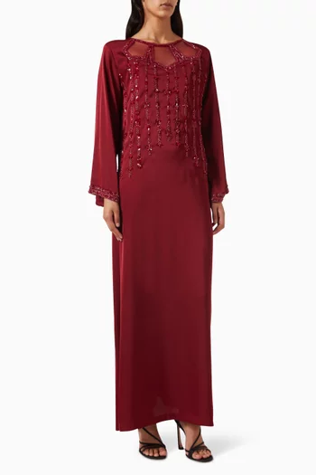 Bead-embellished Kaftan in Crepe