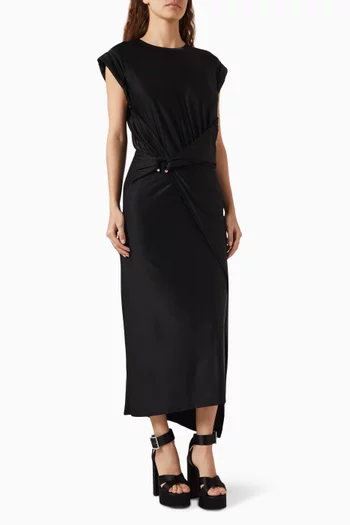 Signature Piercing Drappé Pression Dress in Viscose-blend