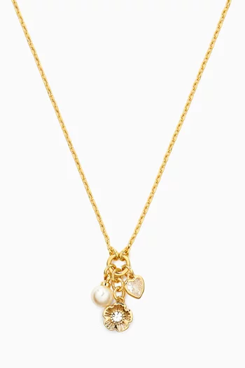 Signature Charm Cluster Pendant Necklace in Gold-plated Brass