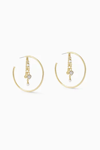 Signature Charm Hoop Earrings in Gold-plated Brass