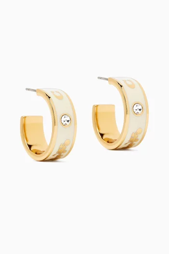 Horse & Carriage Enamel Hoop Earrings in Gold-plated Brass