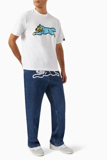 تي شيرت مزين بكلب يجري قطن جيرسيه