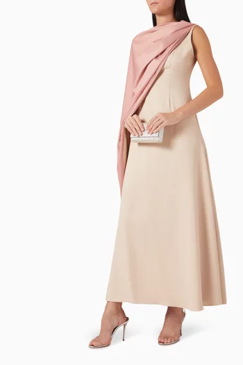 Scarf Shoulder Maxi Dress in Crepe