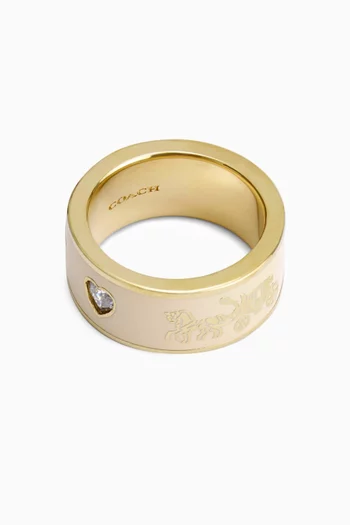 Horse & Carriage Enamel Band Ring in Gold-plated Brass