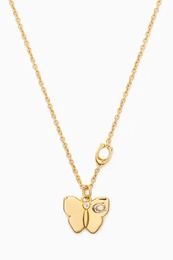 Butterfly Pendant Necklace in Gold-plated Brass