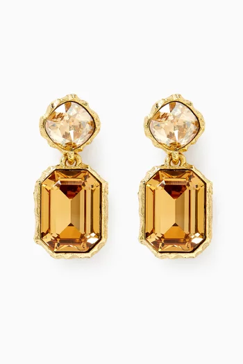 Classic Crystal Drop Earrings in Brass