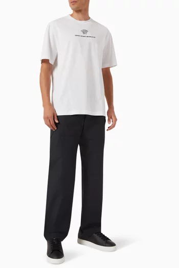 Medusa & Logo Embroidered T-shirt in Cotton