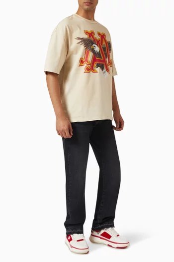 Raised Hem Straight Jeans in Denim