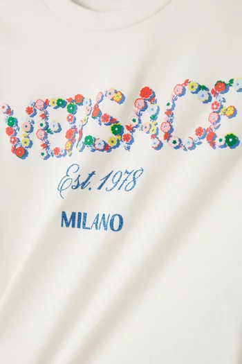 Falling Flowers Logo T-shirt in Cotton