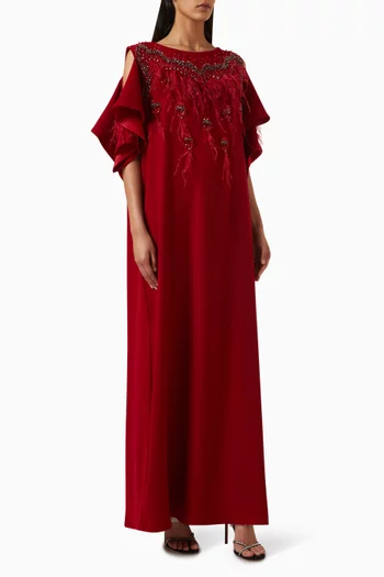 Feather-trim Kaftan