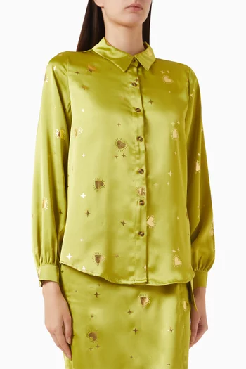 Gabbie Hearts Shirt in Satin