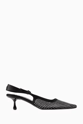 Amel 50 Crystal-embellished Slingback Pumps in Mesh