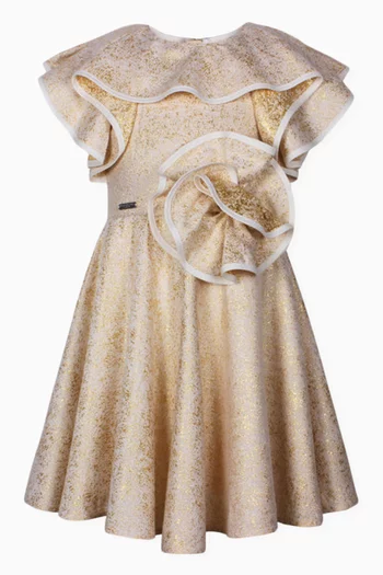 Blossom Dress in Gold Freckle Jacquard