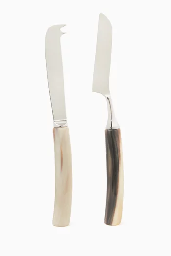 2-piece Cheese Cutlery Set in Steel & Buffalo Horn