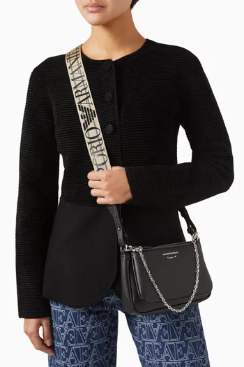 Mini Double Pochette Bag in Faux Leather
