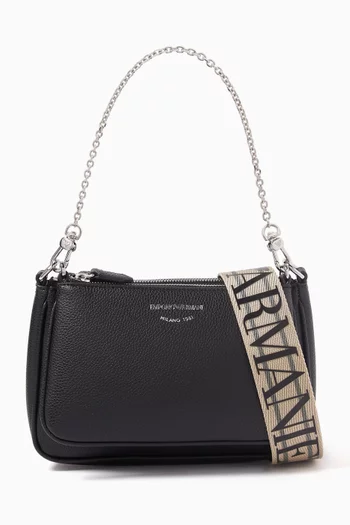 Mini Double Pochette Bag in Faux Leather