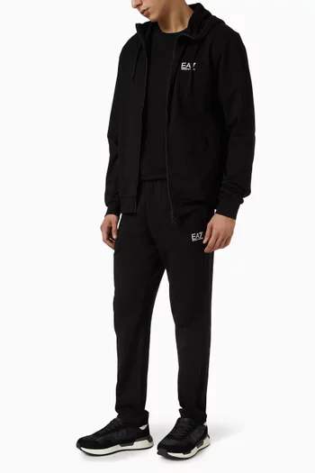 EA7 Logo Zip Hoodie in Cotton