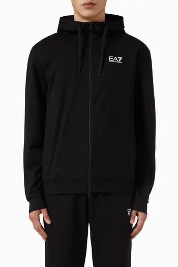 EA7 Logo Zip Hoodie in Cotton