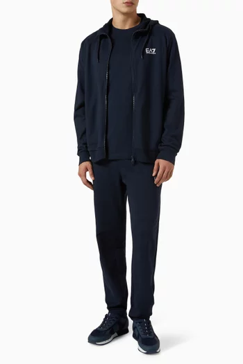 EA7 Logo Zip Hoodie in Cotton