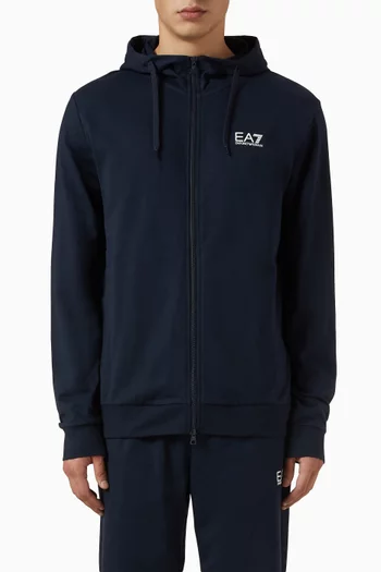 EA7 Logo Zip Hoodie in Cotton