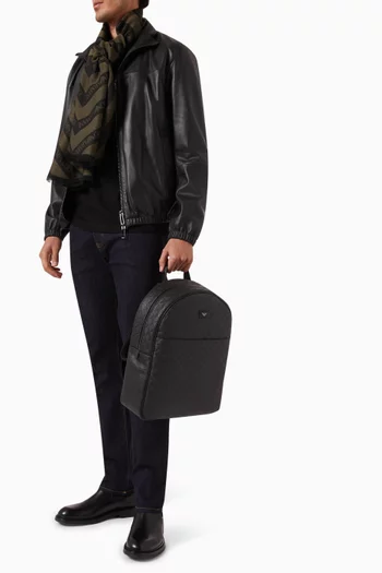 All-over Eagle-embossed Backpack in Leather