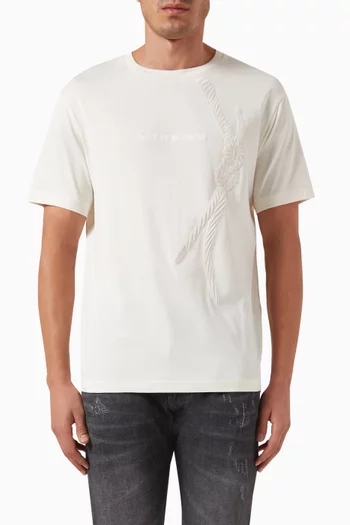 Rope-embroidered T-shirt in Cotton