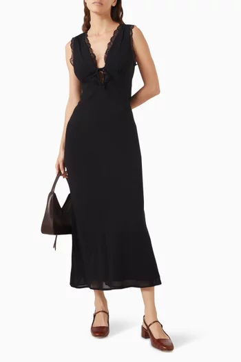 Sharla Lace-trim Midi Dress in Georgette