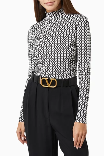 Valentino Garavani VLOGO Reversible Belt in Glossy Leather, 40mm