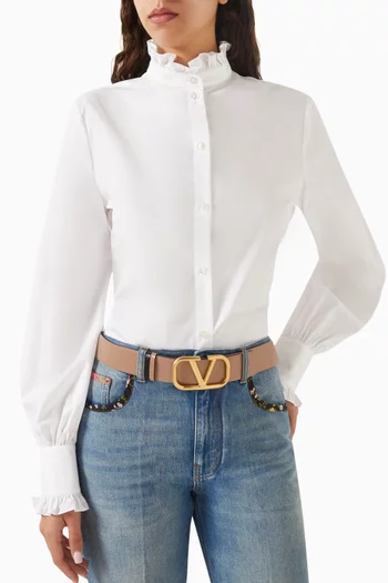 VLOGO Reversible Belt in Glossy Leather