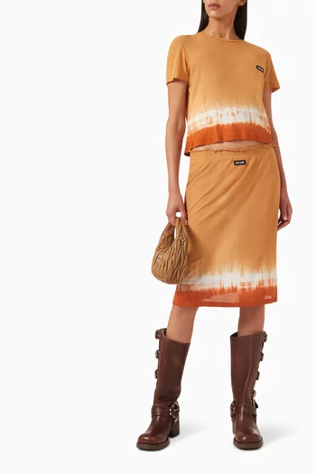 Tie-dye Effect Midi Skirt in Cotton