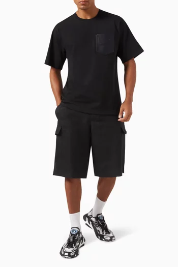 Contrast Pocket T-shirt in Cotton & Leather