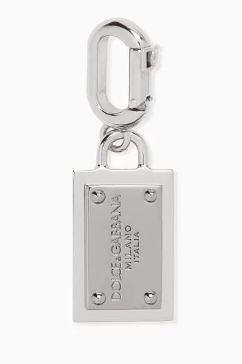 Logo Tag Key Ring in Brass