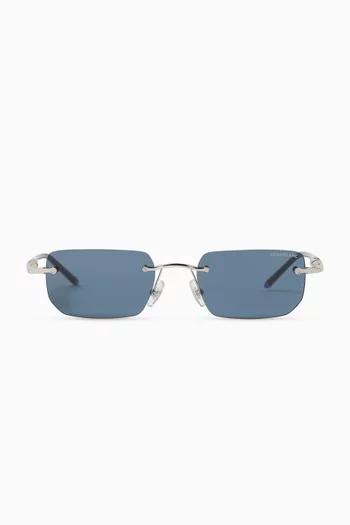 Rectangle Rimless Sunglasses in Metal