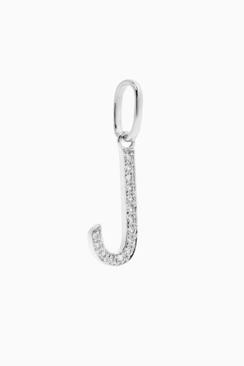 Arabic Single Initial Charm 'L' in Diamonds and 18kt White Gold