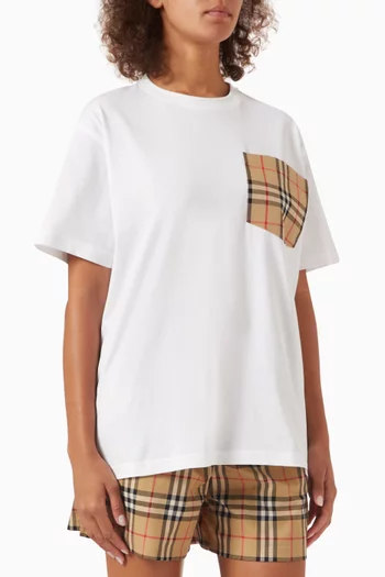 Check-trim T-shirt in Cotton