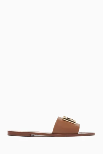 Bianca Logo Slides in Leather