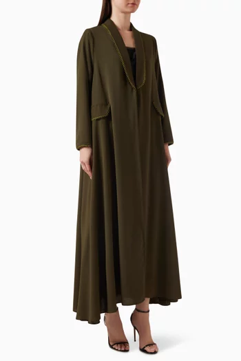 Embroidered-trim Abaya in Crepe