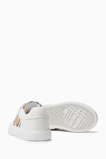 Noah Lace Check Sneakers in Leather & Cotton